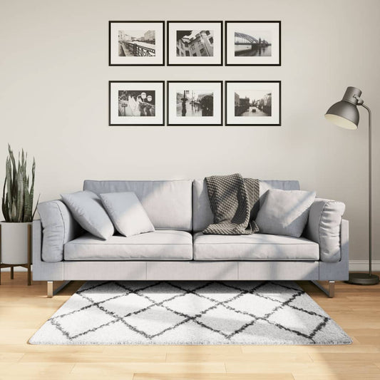 PAMPLONA long pile modern rug cream &amp; black 120x170 cm