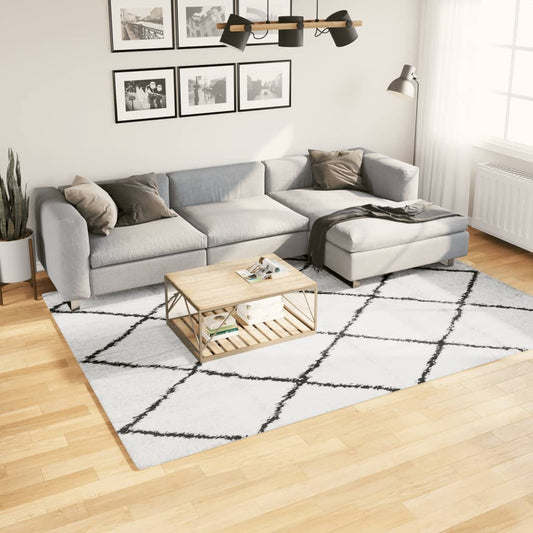 PAMPLONA long pile modern rug cream &amp; black 200x280 cm