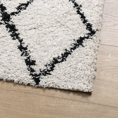 PAMPLONA long pile modern rug cream &amp; black 240x340 cm