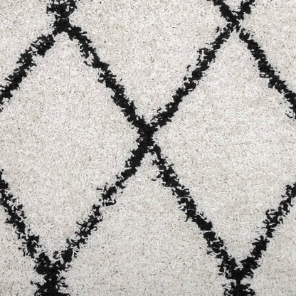 PAMPLONA long pile modern rug cream &amp; black 240x340 cm