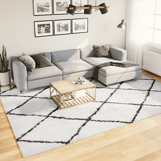 PAMPLONA long pile modern rug cream &amp; black 240x340 cm