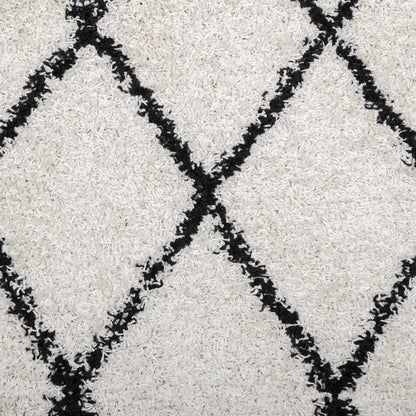 PAMPLONA long pile modern cream &amp; black rug Ø 160 cm
