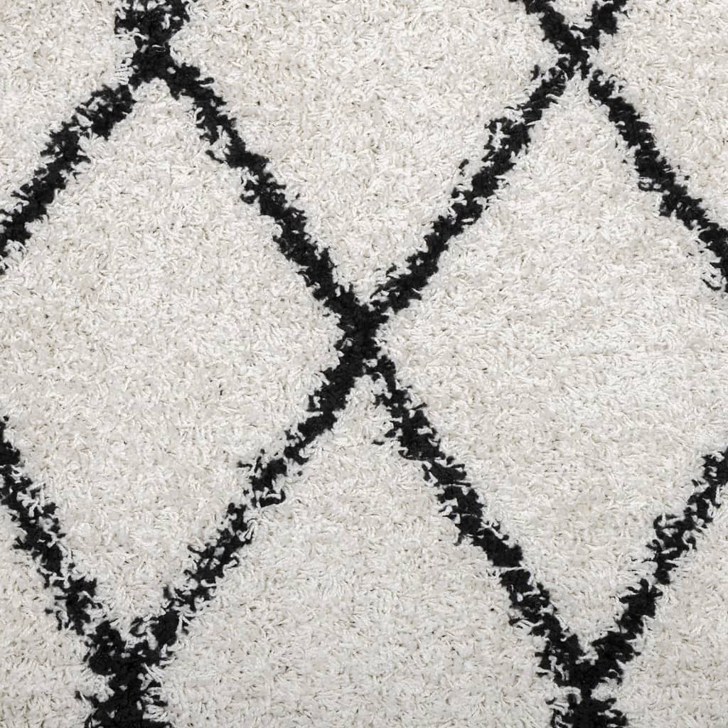 PAMPLONA long pile modern cream &amp; black rug Ø 240 cm