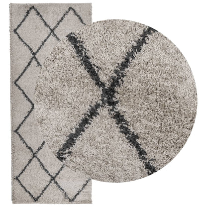 PAMPLONA long pile modern rug beige &amp; anthracite 80x200 cm