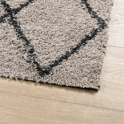 PAMPLONA long pile modern rug beige &amp; anthracite 80x200 cm