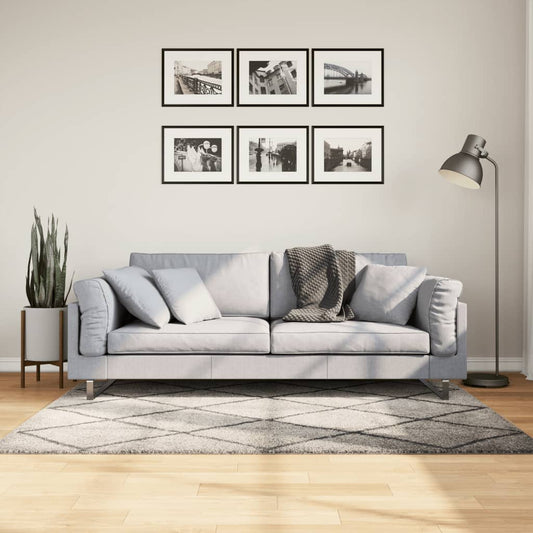 PAMPLONA long pile modern rug beige &amp; anthracite 120x170 cm
