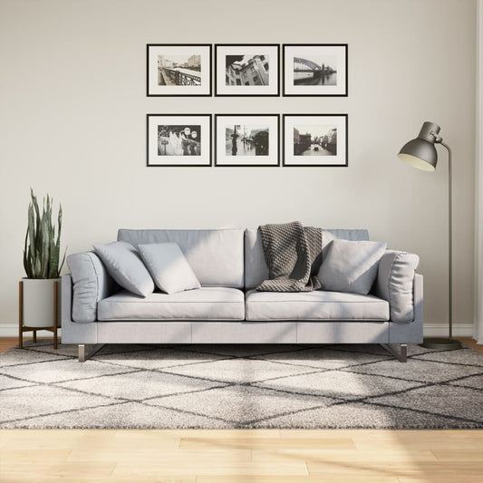 PAMPLONA long pile modern rug beige &amp; anthracite 160x230 cm