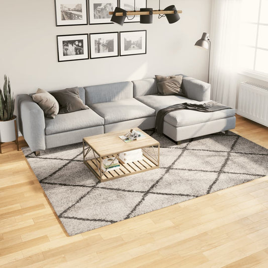 PAMPLONA long pile modern rug beige &amp; anthracite 200x280 cm