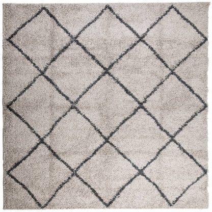 PAMPLONA long pile modern rug beige &amp; anthracite 240x240 cm