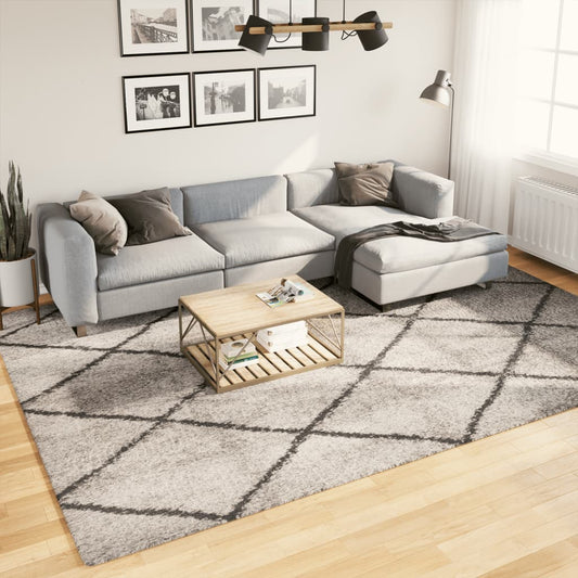 PAMPLONA long pile modern rug beige &amp; anthracite 240x340 cm