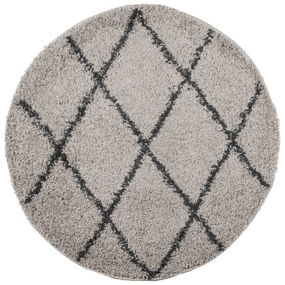 PAMPLONA long pile modern rug beige &amp; anthracite Ø 160 cm