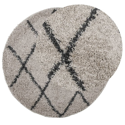 PAMPLONA long pile modern rug beige &amp; anthracite Ø 160 cm