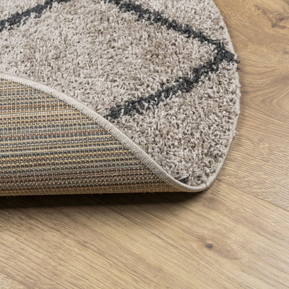 PAMPLONA long pile modern rug beige &amp; anthracite Ø 160 cm