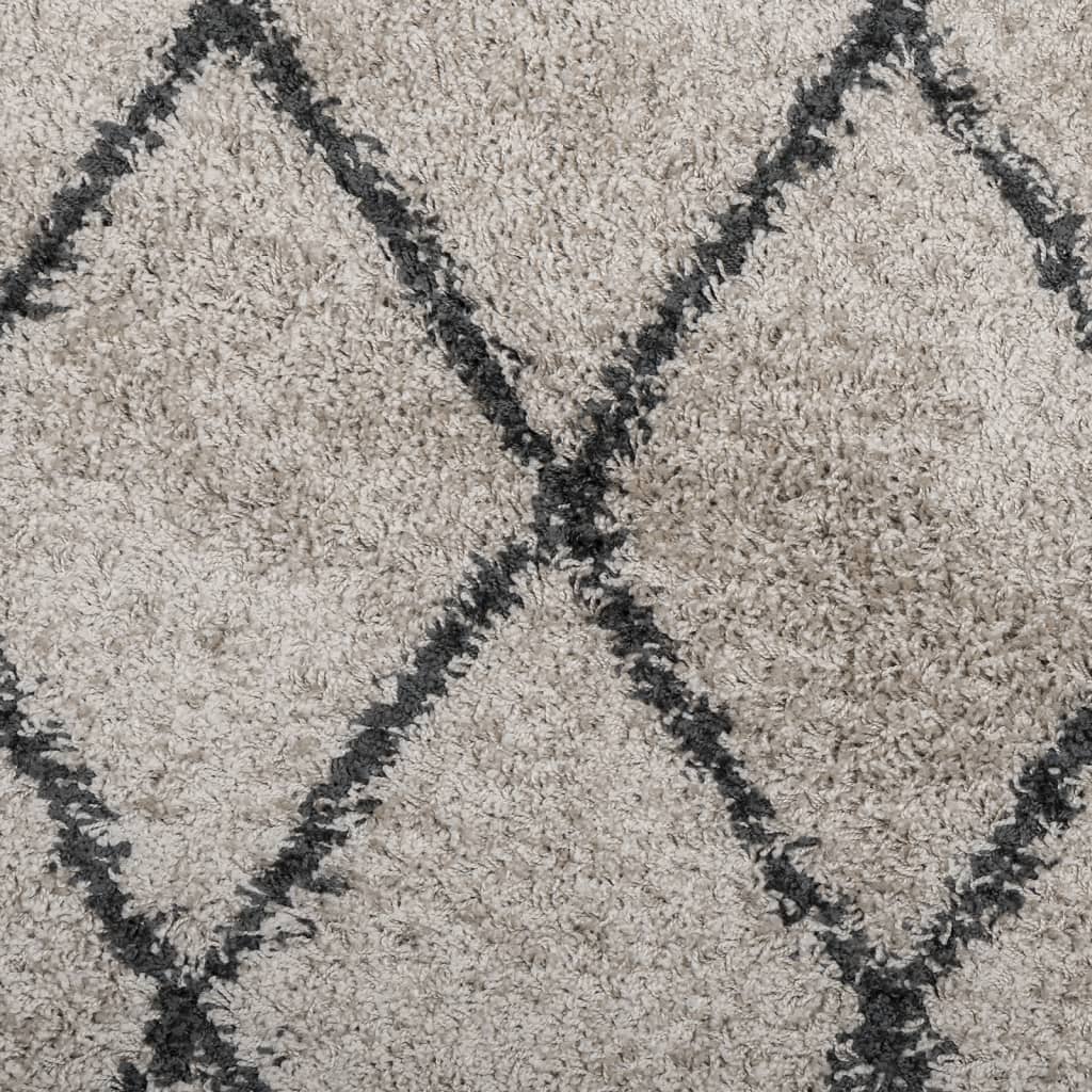 PAMPLONA long pile modern rug beige &amp; anthracite Ø 280 cm