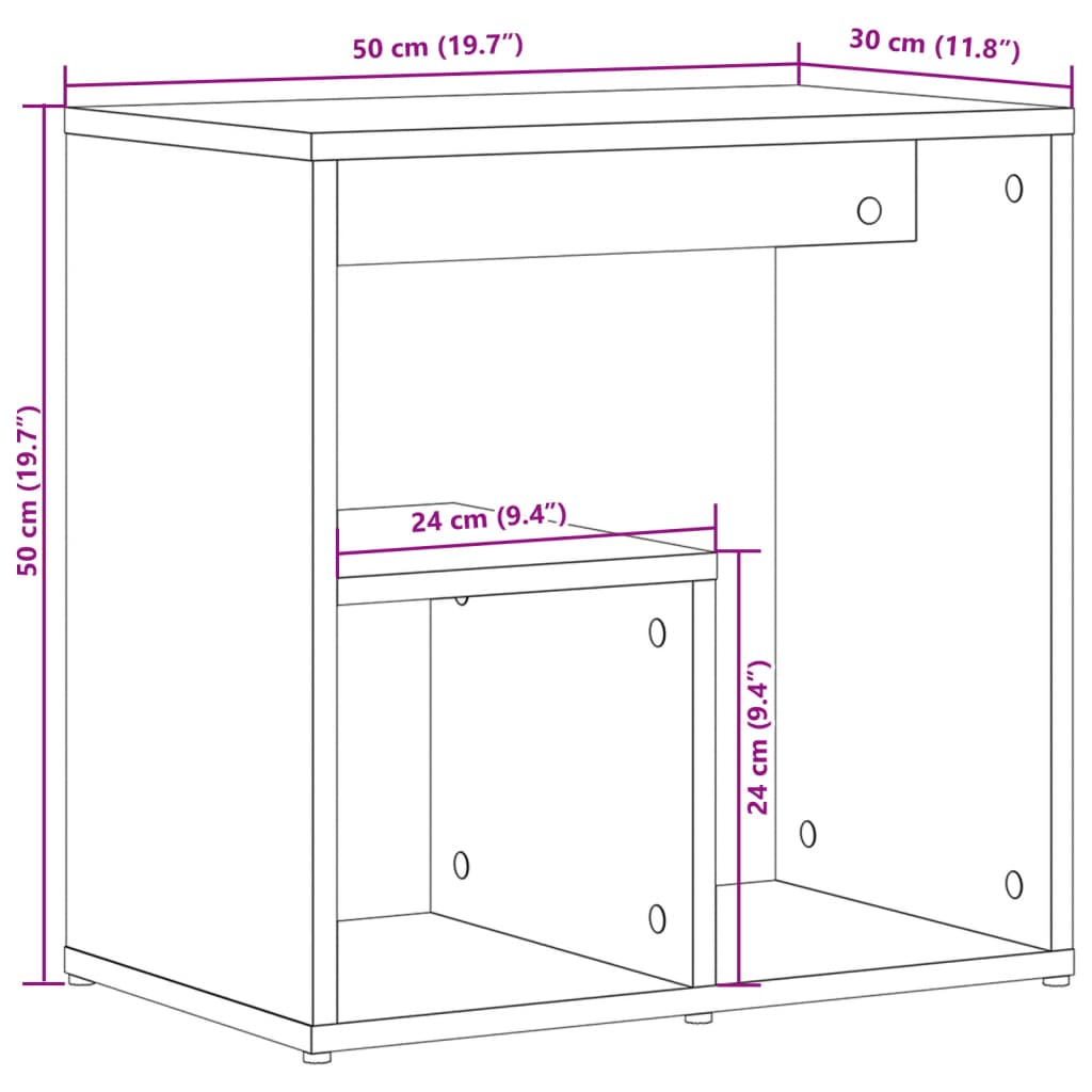 Side table 2 pcs white 50x30x50 cm engineered wood