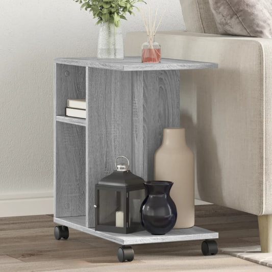 Side table with wheels gray sonoma 50x30x55 cm engineered wood