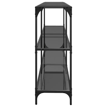 Konsolbord med svart glasskiva 194,5x30x81 cm stål