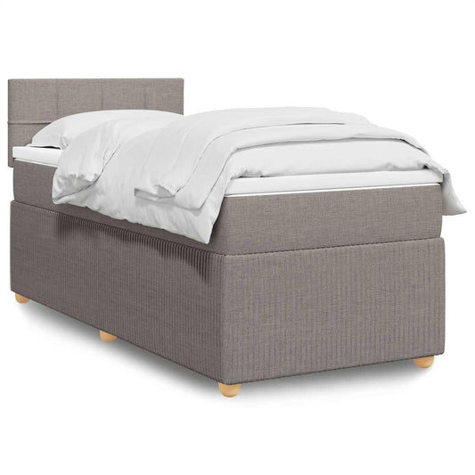 Ramsäng med madrass taupe 100x200 cm tyg