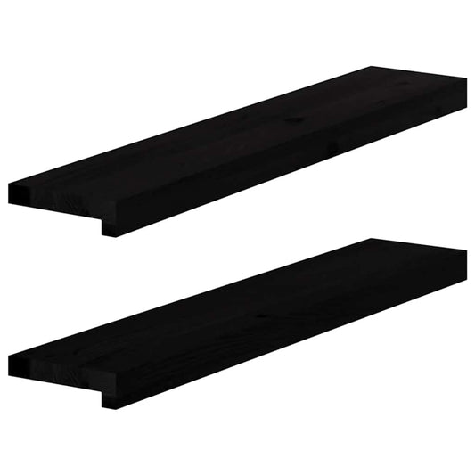 Window benches 2 pcs dark brown 80x15x2 cm solid oak