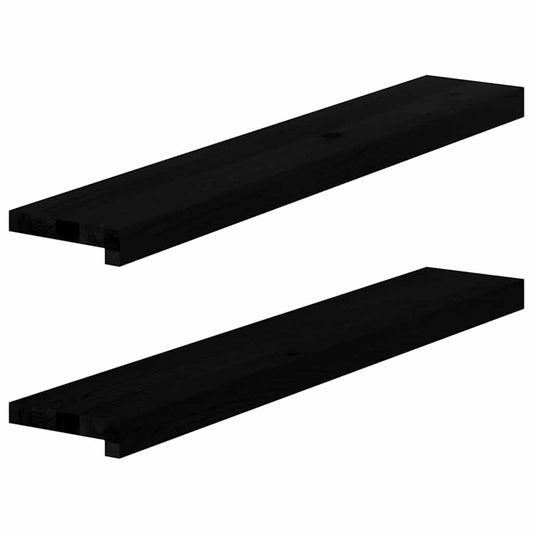 Window benches 2 pcs dark brown 90x15x2 cm solid oak