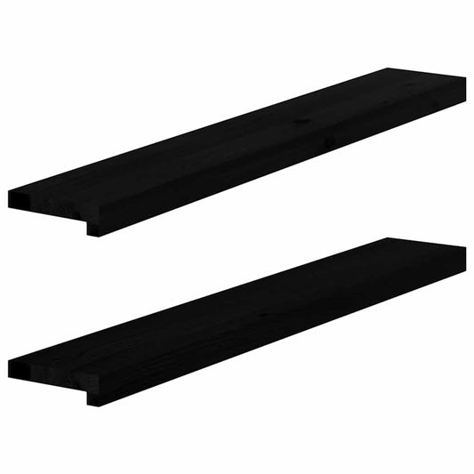 Window benches 2 pcs dark brown 100x15x2 cm solid oak