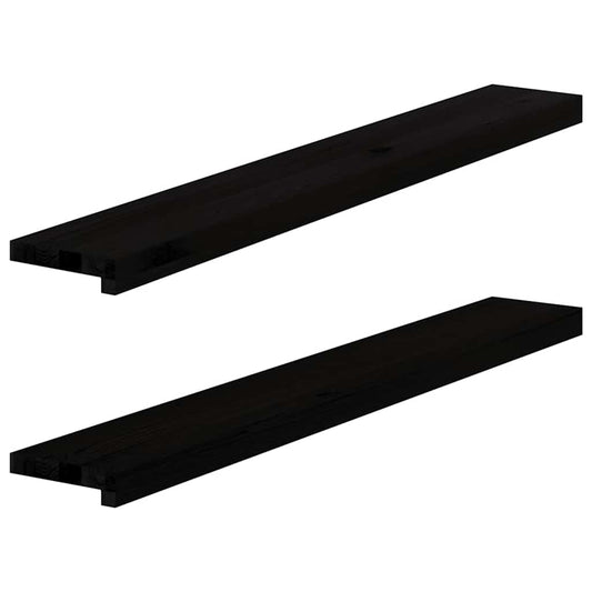 Window benches 2 pcs dark brown 110x15x2 cm solid oak