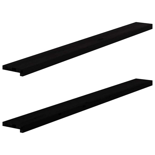 Window benches 2 pcs dark brown 160x15x2 cm solid oak