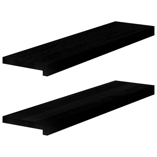 Window benches 2 pcs dark brown 80x20x2 cm solid oak