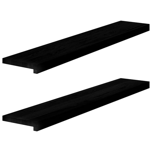 Window benches 2 pcs dark brown 110x20x2 cm solid oak