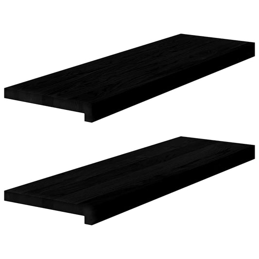 Window benches 2 pcs dark brown 80x25x2 cm solid oak