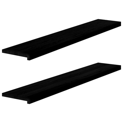 Window benches 2 pcs dark brown 140x25x2 cm solid oak