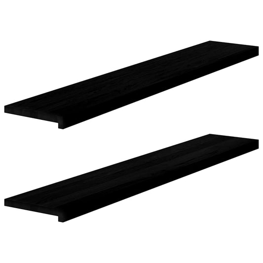 Window benches 2 pcs dark brown 140x25x2 cm solid oak