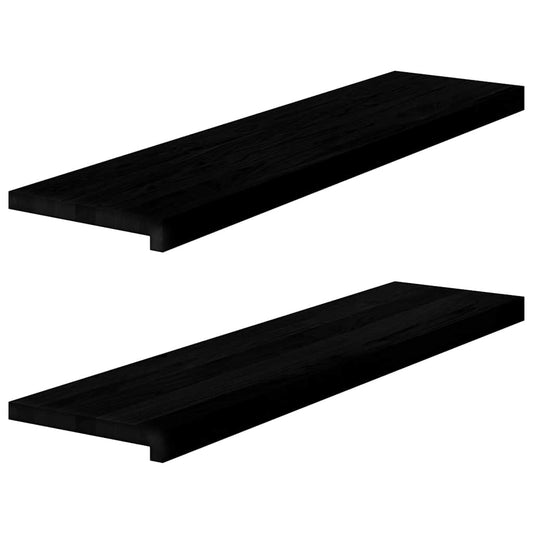 Window benches 2 pcs dark brown 100x30x2 cm solid oak