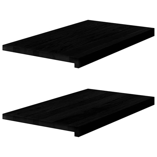 Window benches 2 pcs dark brown 70x40x2 cm solid oak