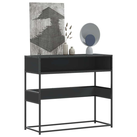 Black side table 90x35x80 cm engineered wood
