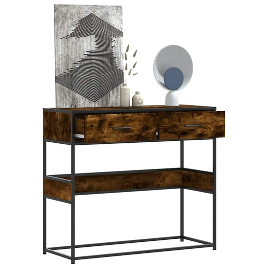 Side table smoked oak 90x35x80 cm engineered wood