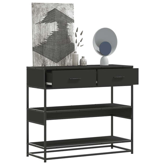 Black side table 90x35x80 cm engineered wood