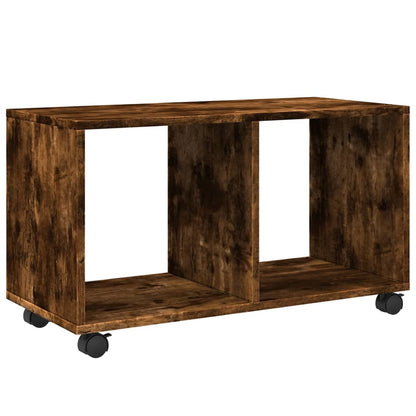 Skåp med hjul rökfärgad ek 72x33x42,5 cm konstruerat trä