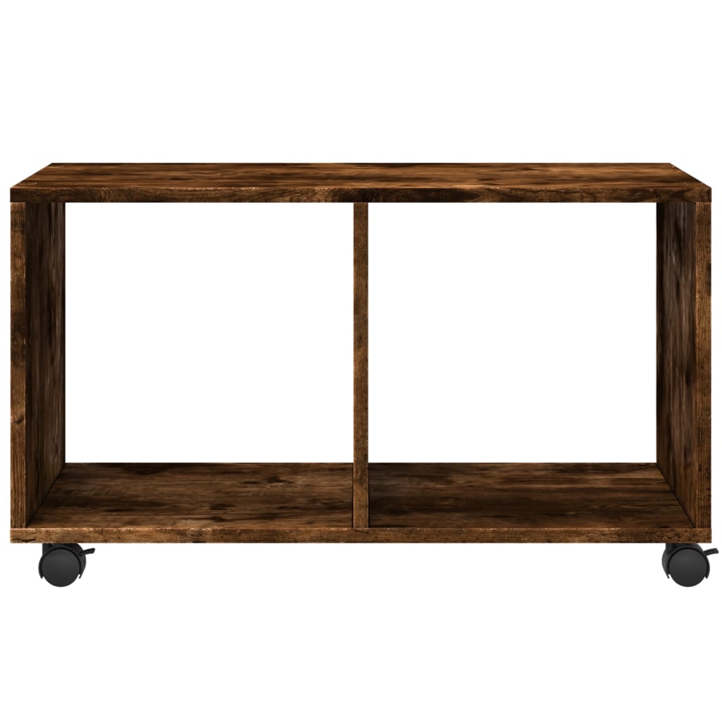 Skåp med hjul rökfärgad ek 72x33x42,5 cm konstruerat trä