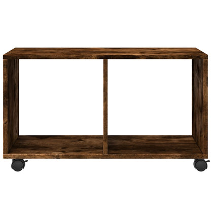 Skåp med hjul rökfärgad ek 72x33x42,5 cm konstruerat trä