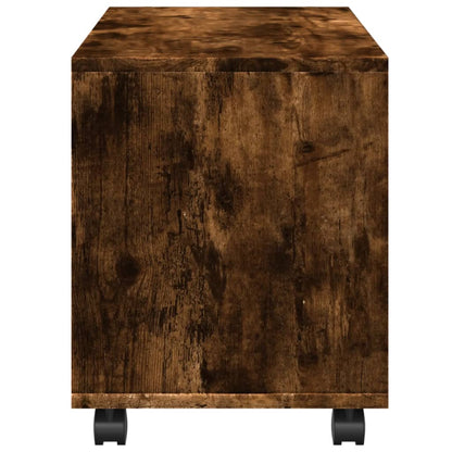 Skåp med hjul rökfärgad ek 72x33x42,5 cm konstruerat trä