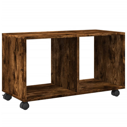 Skåp med hjul rökfärgad ek 72x33x42,5 cm konstruerat trä