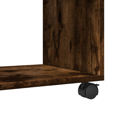 Skåp med hjul rökfärgad ek 72x33x42,5 cm konstruerat trä
