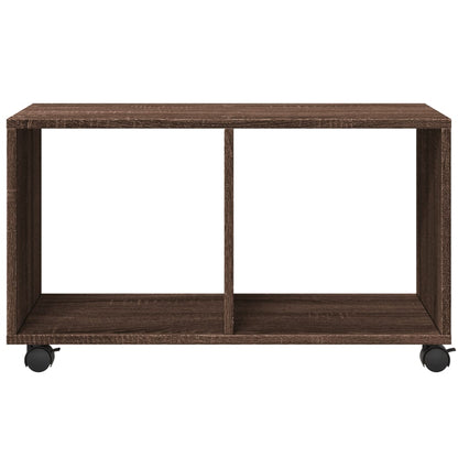 Cabinet with wheels brown oak 72x33x42.5 cm engineered wood