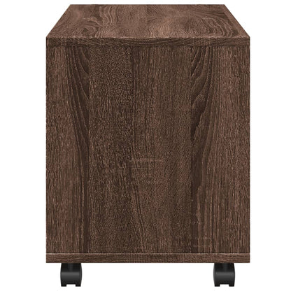 Cabinet with wheels brown oak 72x33x42.5 cm engineered wood