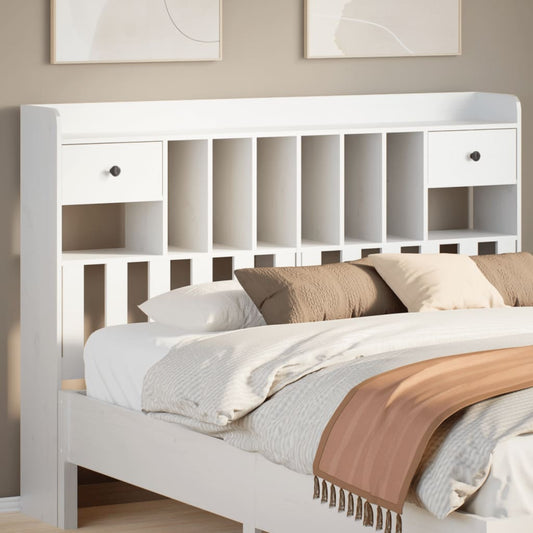 Headboard with storage white 160 cm solid pine