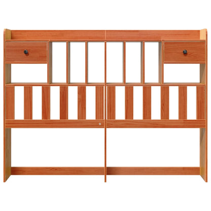 Headboard with storage wax brown 150 cm solid pine
