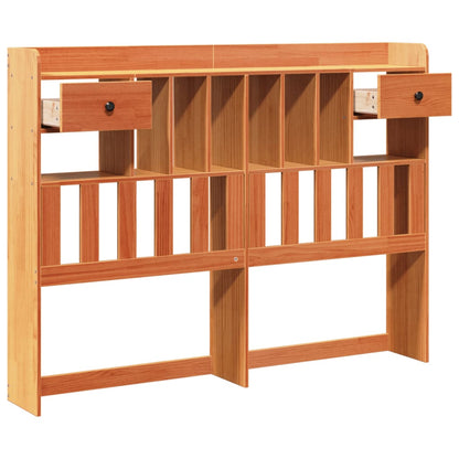 Headboard with storage wax brown 150 cm solid pine
