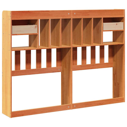 Headboard with storage wax brown 150 cm solid pine