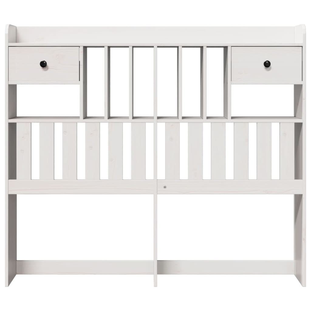 Headboard with storage white 135 cm solid pine